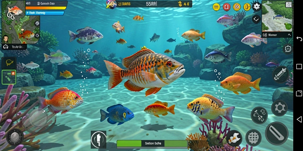 Tangkapan layar gameplay 55RP dengan aksi Tembak Ikan yang mendebarkan.
