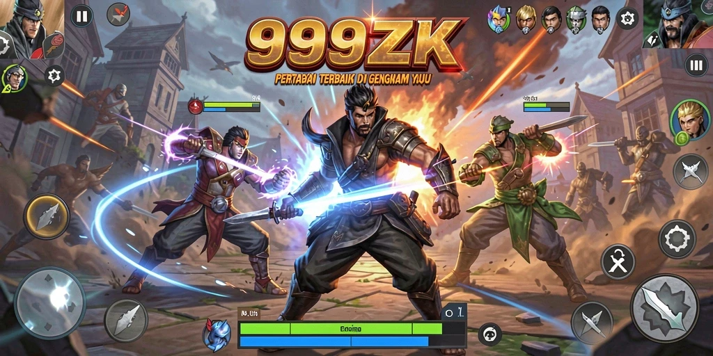 Screenshot gameplay pertarungan epik di 999ZK.