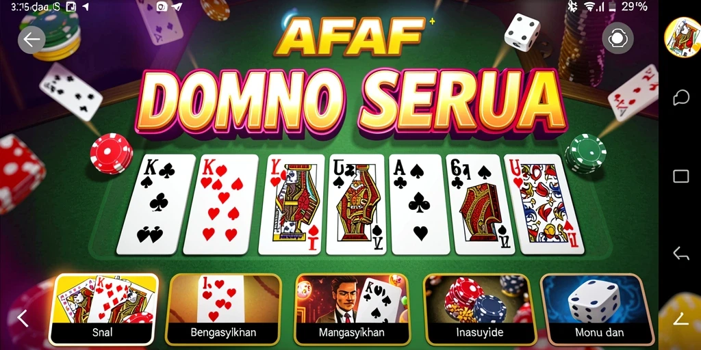 Tangkapan layar gameplay AFAF yang menarik dengan aksi permainan domino.
