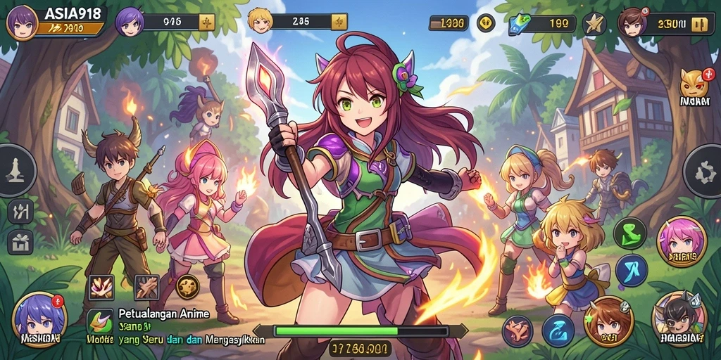 Tampilan gameplay ASIA918 yang menampilkan karakter Anime yang dinamis.