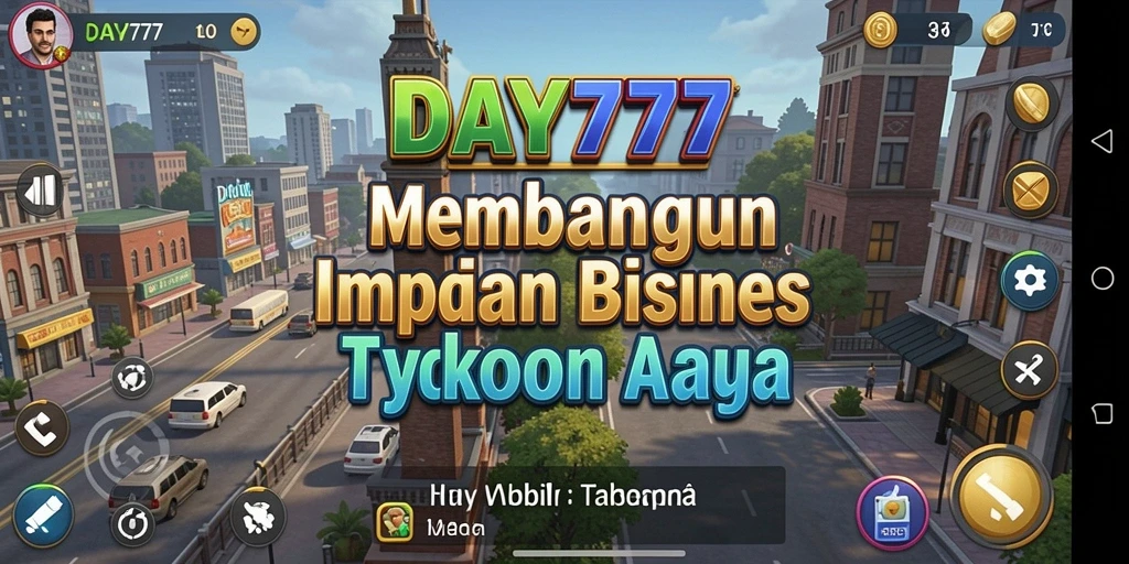 Screenshot utama menunjukkan gameplay dinamis dan manajemen bisnis yang mendalam.