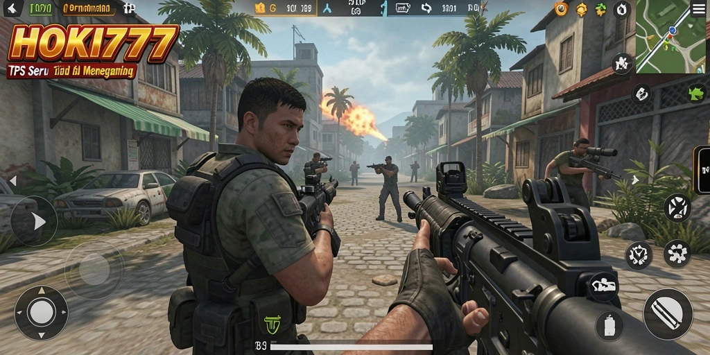Tampilan screenshot HOKI777 menampilkan aksi gameplay TPS yang menarik.