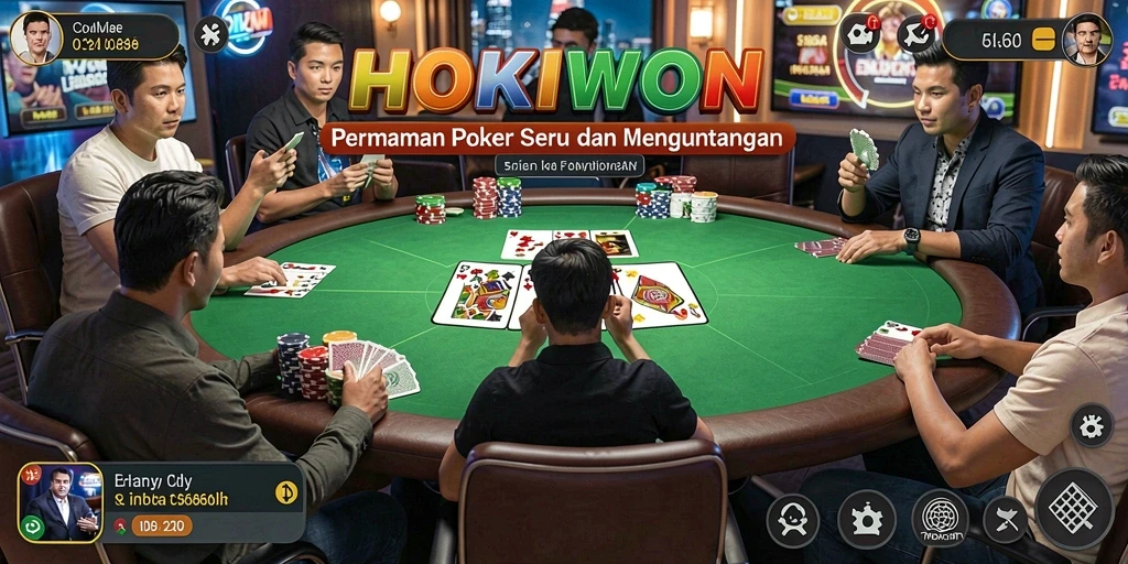 Tampilan seru gameplay poker HOKIWON yang mengasyikkan.
