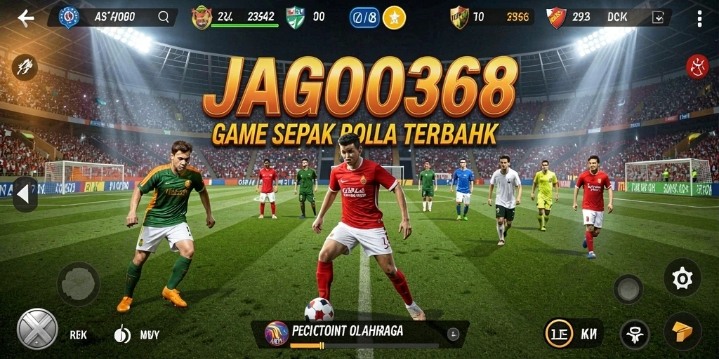 Screenshot permainan JAGO368 menunjukkan aksi sepak bola yang mendebarkan.