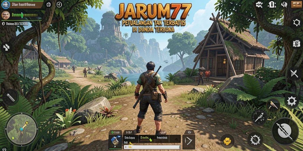 Tampilan menakjubkan dari gameplay JARUM77 di dunia terbuka.