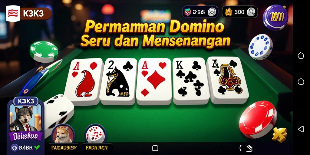 Screenshot gameplay K3K3 yang menampilkan serunya bermain domino.