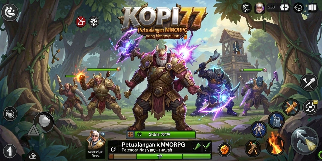 Screenshot gameplay KOPI77 menampilkan pertarungan seru dan interaksi dengan pemain lainnya.