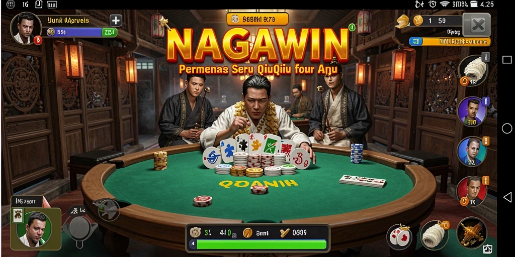 Screenshot gameplay NAGAWIN menunjukkan aksi seru saat bermain QiuQiu.