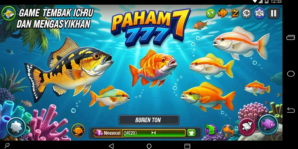 Screenshot utama PAHAM777 menampilkan aksi seru berburu ikan.