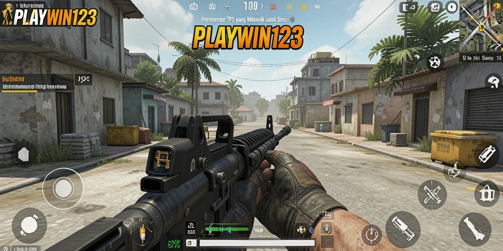 Screenshot utama PLAYWIN123 menampilkan aksi TPS yang mendebarkan.