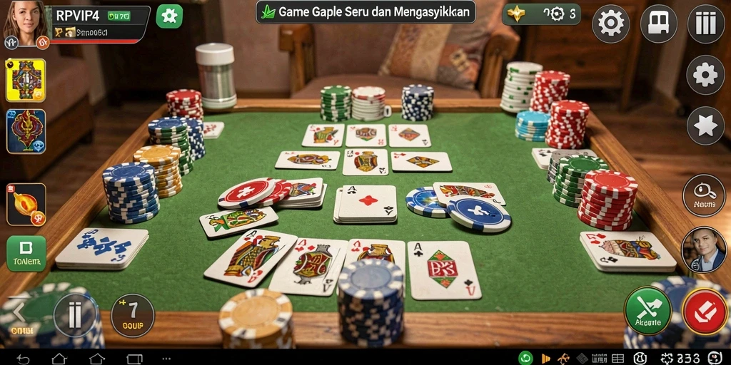 Tampilan menarik dari gameplay Gaple RPVIP4 yang seru.