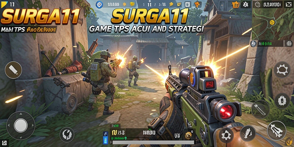 Screenshot utama SURGA11 dengan tampilan aksi TPS yang mendebarkan.