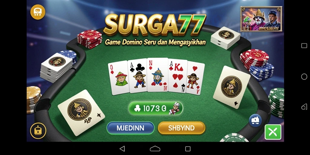 Screenshot gameplay SURGA77 yang menunjukkan aksi permainan Domino yang seru.