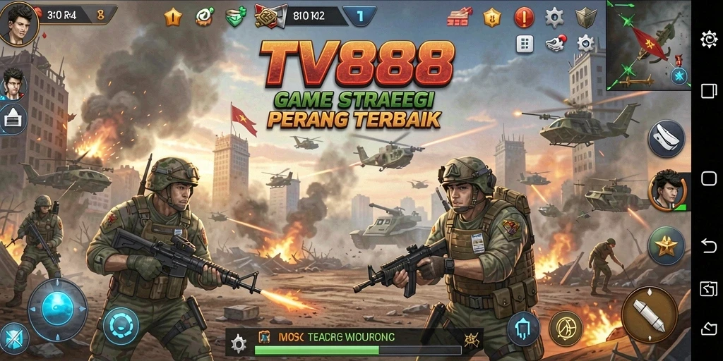 Tampilan gameplay TV888 memperlihatkan pertempuran strategis yang intens.
