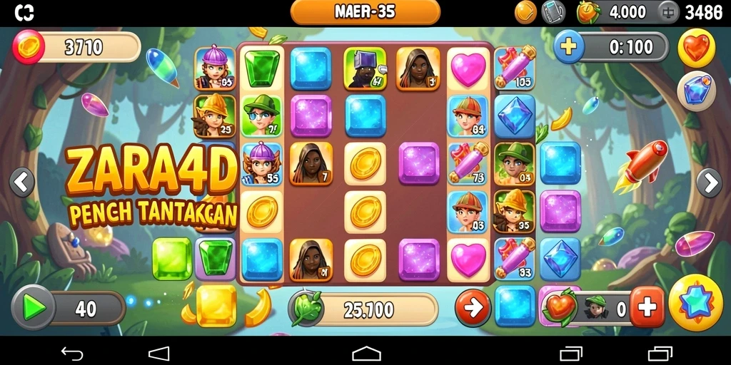 Tangkapan layar gameplay ZARA4D yang menampilkan kombinasi warna-warni.